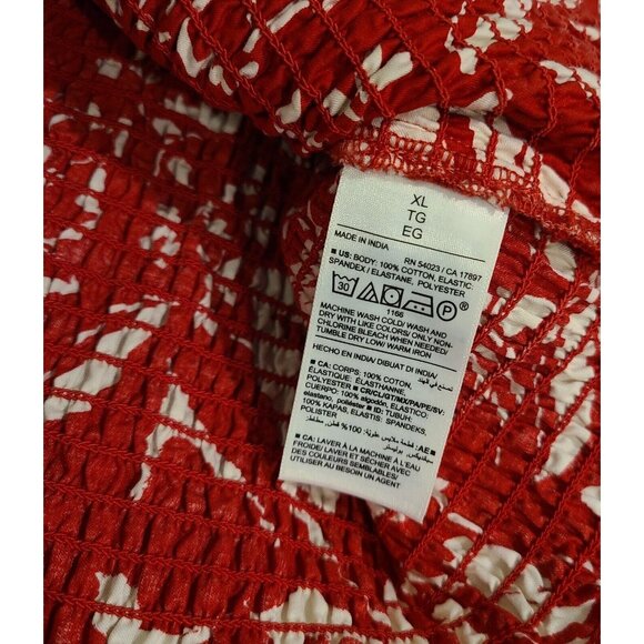 Lot of 2 Old Navy Size XL Red Floral Smocked Tank Ruffle Flowy Boho - Picture 6 of 15